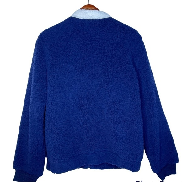 Ugg NWT Annalise Plush Teddy Zip Front Chevron Jacket Size Large in Retro Blue - Picture 9 of 16